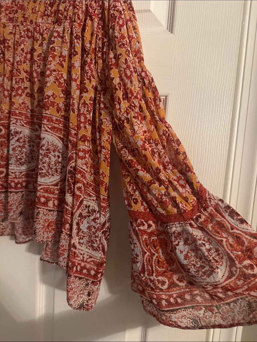 Free People Rust & Mustard Floral Peasant Tunic - Picture 8 of 9